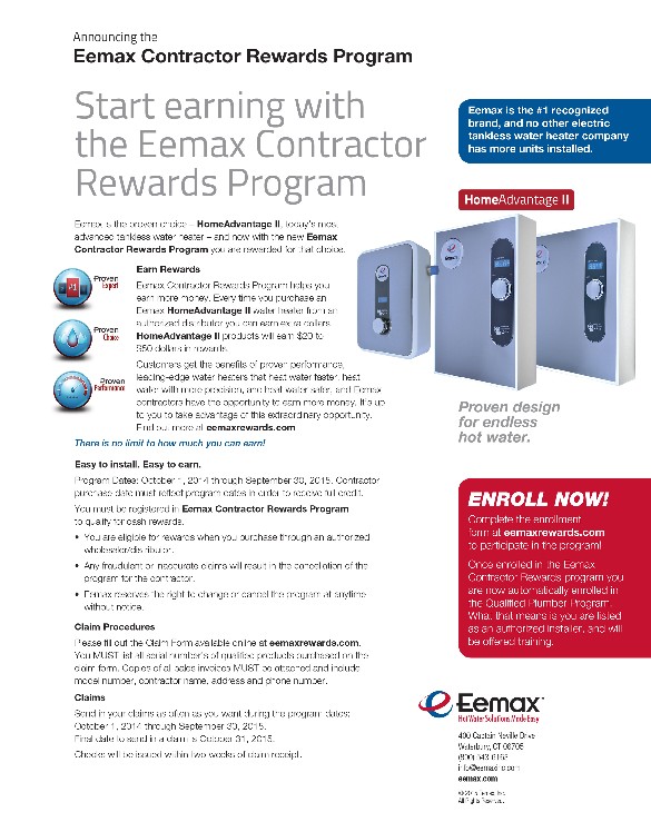 Eemax Rewards Spiff Program Announcement